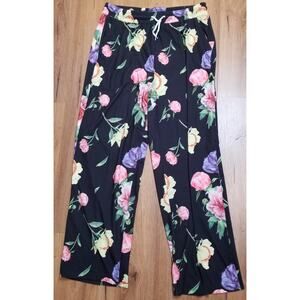 Unbranded Women's Multicolor Floral PJ'S Elastic Drawstring Waist PJ's Size XL